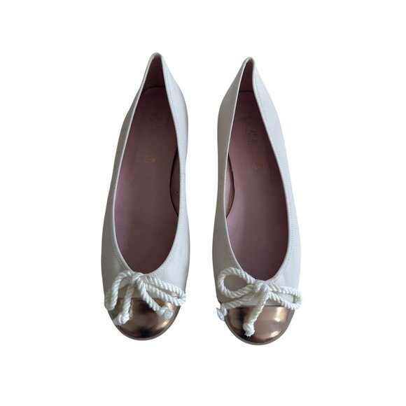 PRETTY BALLERINA White Gold Captoe Ballet Flats Size 40 / US 10 - Picture 5 of 7